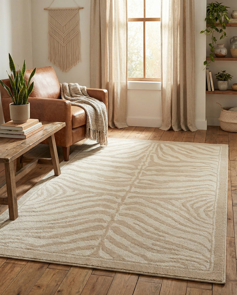 Savannah Sojourn Collection Area Rug -  Kalahari Rectangle Beige and Ivory  lifestyle 27