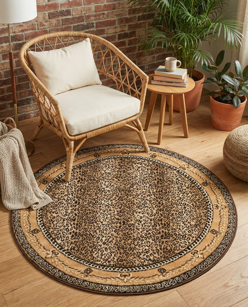 Savannah Sojourn Collection Area Rug -  Limpopo Round Brown  lifestyle 63