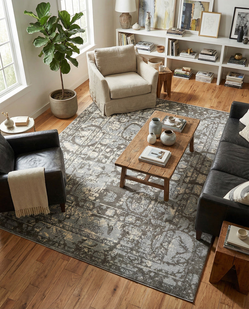 Horizon Collection Area Rug -  Zenith Rectangle Gray  lifestyle 61