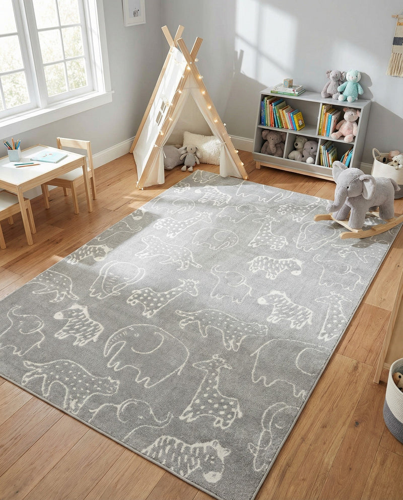 Wonder Tykes Collection Area Rug -  Spectrum Rectangle Gray  lifestyle 73