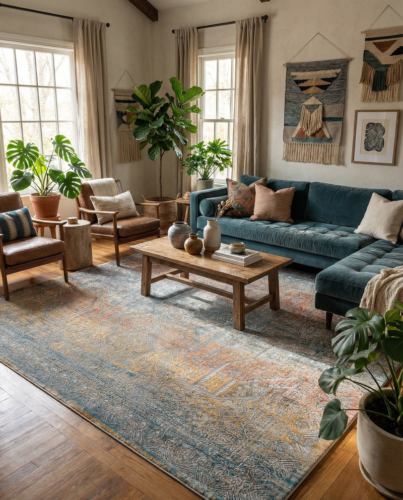 Coastal Haven Collection Area Rug -  Oceania Square Multi  lifestyle 73