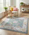 Arcadia Rugs Collection Area Rug - Eden (Gray and Blue) Square Gray and Blue  lifestyle 74