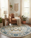 Parisian Elegance Collection Area Rug - Versailles (Gray) Round Gray  lifestyle 69