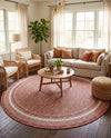 Terrace Fringe Collection Area Rug - Veranda (Rust Red) Round Rust Red  lifestyle 37