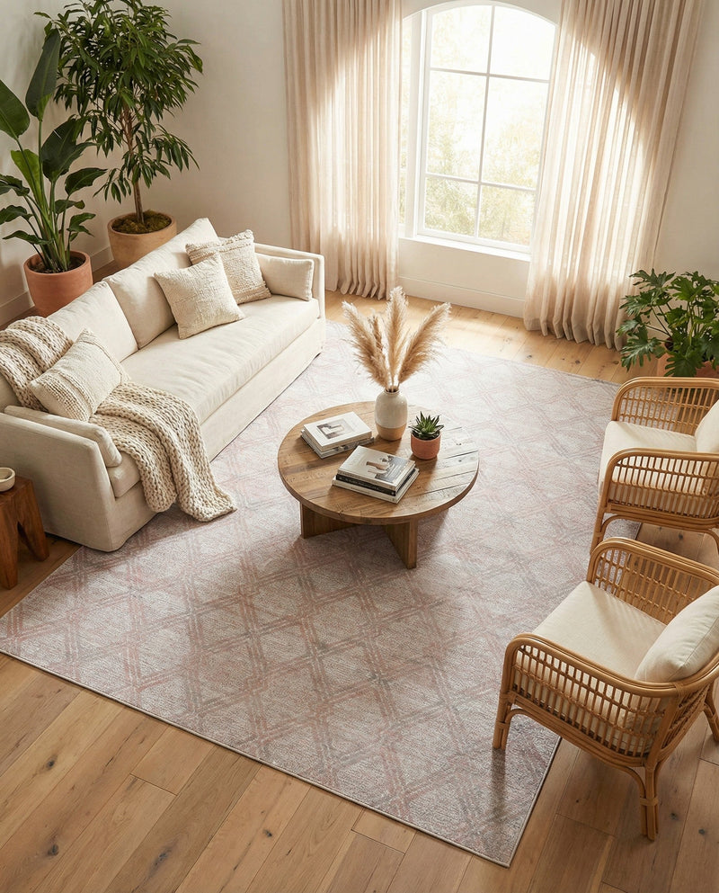 Aegean Elegance Washables Collection Area Rug -  Tinos Rectangle Rose Pink  lifestyle 10
