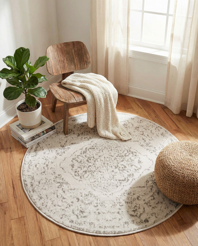 Cambridge Classics Collection Area Rug -  Magdalene (Ivory) Round Ivory  lifestyle 74