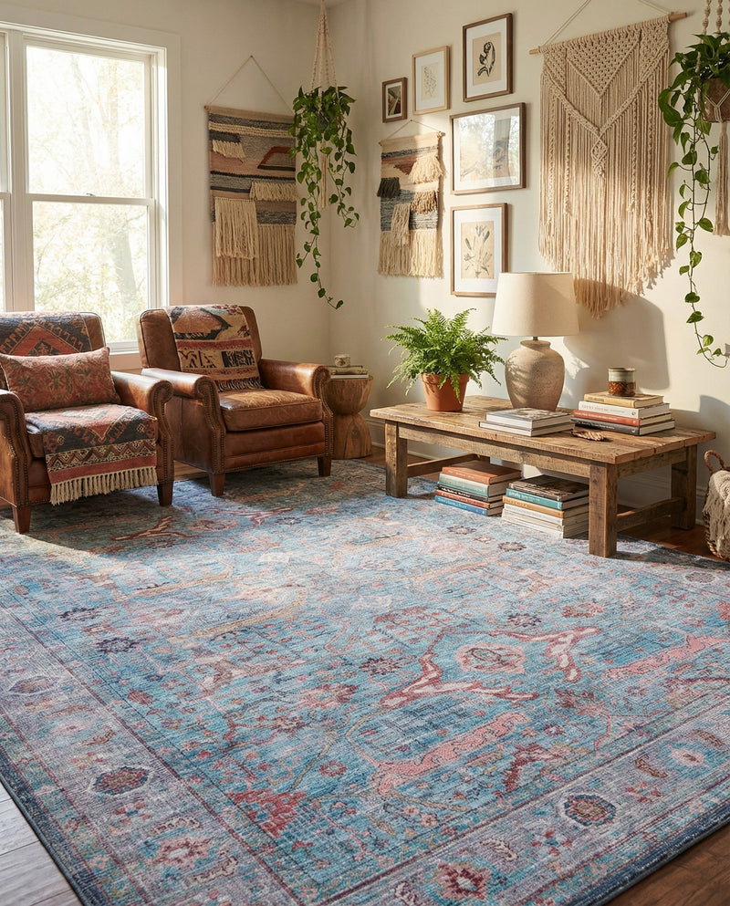 Zahara Oasis Collection Area Rug -  Marrakech Rectangle Blue  lifestyle 6
