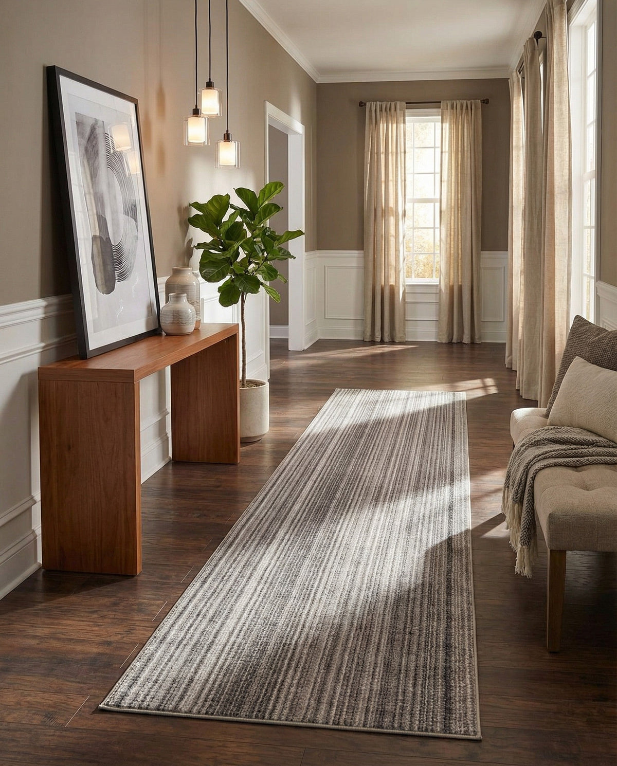 Jewel Oasis Collection Area Rug - Sapphire (Gray) Runner Gray  lifestyle 84