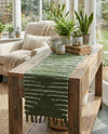 Thar Cotton Collection Area Rug - Jaisalmer (Green) Table Runner Green  lifestyle 71