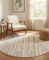 Cascade Range Collection Area Rug - Hood (Ivory) Round Ivory  lifestyle 34