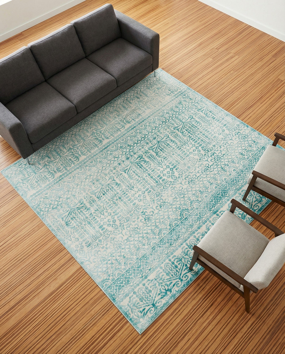 Metro Heights Collection Area Rug -  Chelsea Square Teal  lifestyle 156