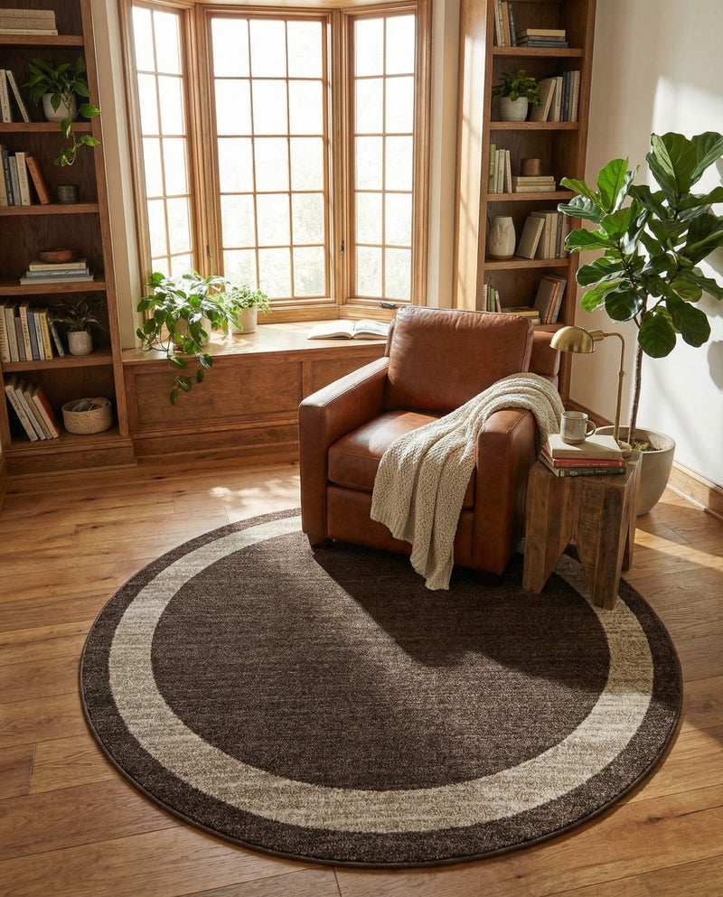Studio Haven Collection Area Rug -  Alcove (Brown) Round Brown  lifestyle 29