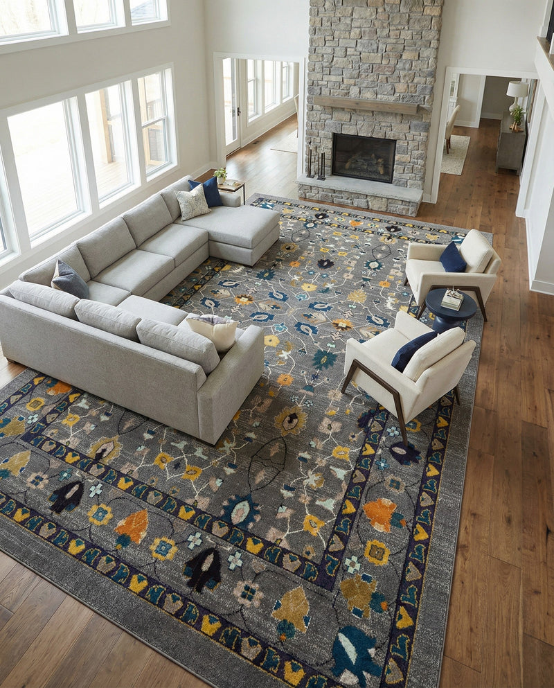 Chateau Elegance Collection Area Rug -  Luxembourg Rectangle Gray  lifestyle 16
