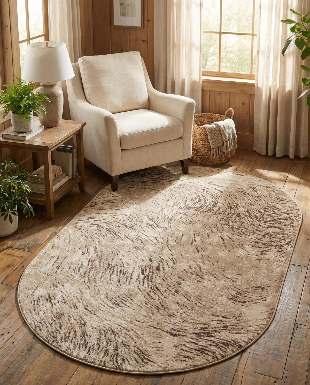 Serenity Sands Collection Area Rug -  Quietshore Oval Brown  lifestyle 97