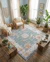 Arcadia Rugs Collection Area Rug - Eden (Gray and Blue) Square Gray and Blue  lifestyle 76