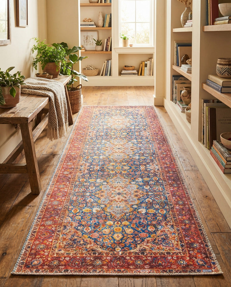 Heritage Elegance Collection Area Rug -  Hearst Runner Navy Blue  lifestyle 42