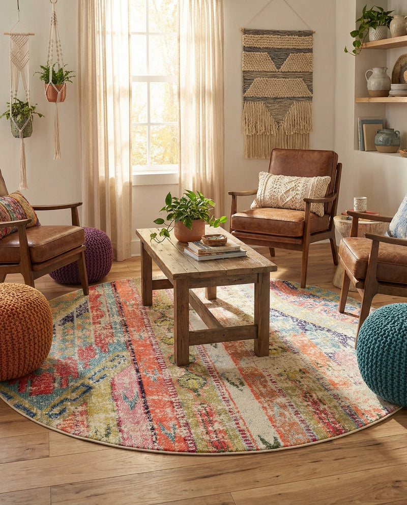 Sedona Vista Collection Area Rug -  Cholla Round Multi  lifestyle 40