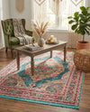 Caribbean Breeze Collection Area Rug -  Windward Rectangle Turquoise  lifestyle 11