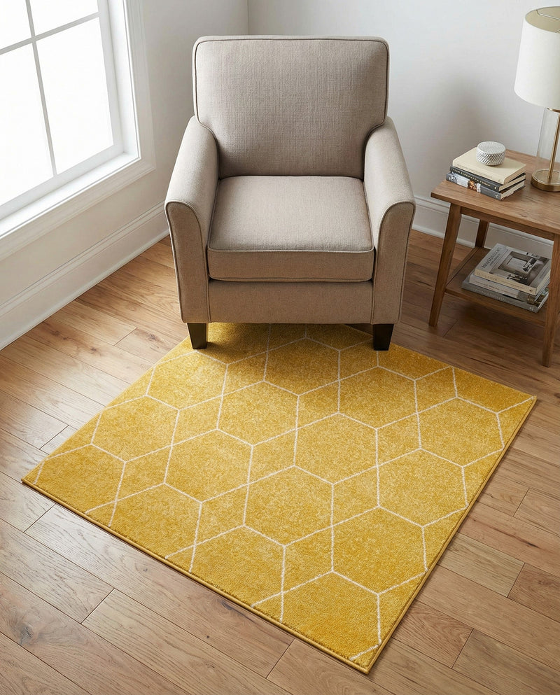 Trellis Mosaic Collection Area Rug - Arborville (Yellow) Square Yellow  lifestyle 92