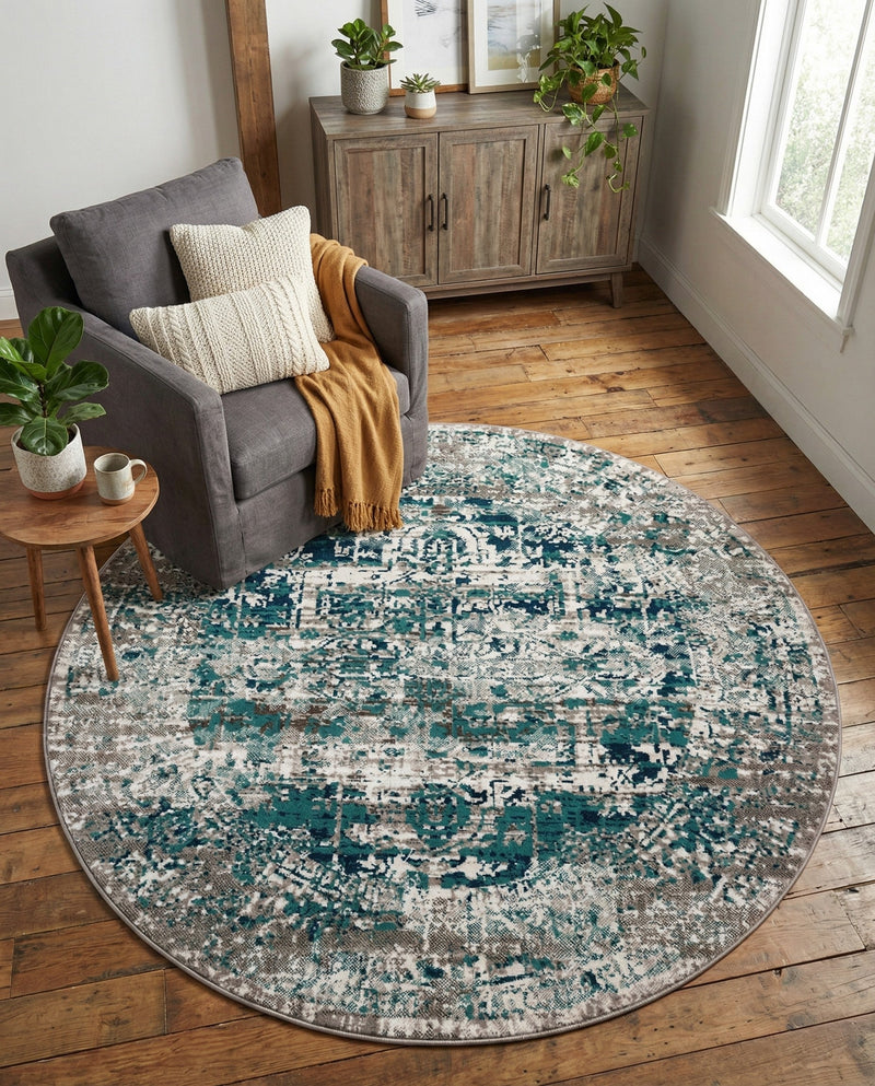 Copenhagen Comfort Collection Area Rug -  Odense Round Blue  lifestyle 43