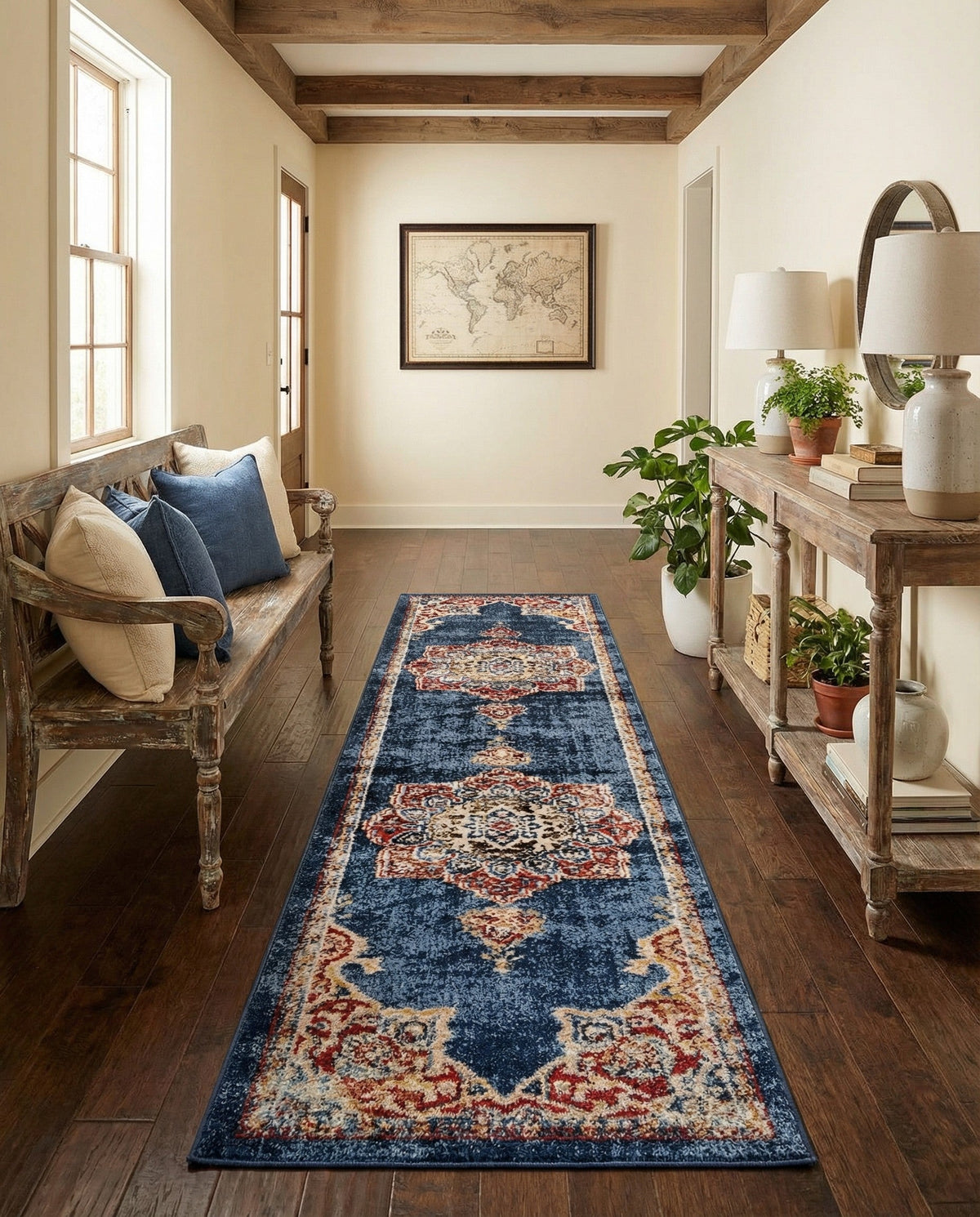 Eden Oasis Collection Area Rug -  Tranquility (Dark Blue) Runner Dark Blue  lifestyle 87