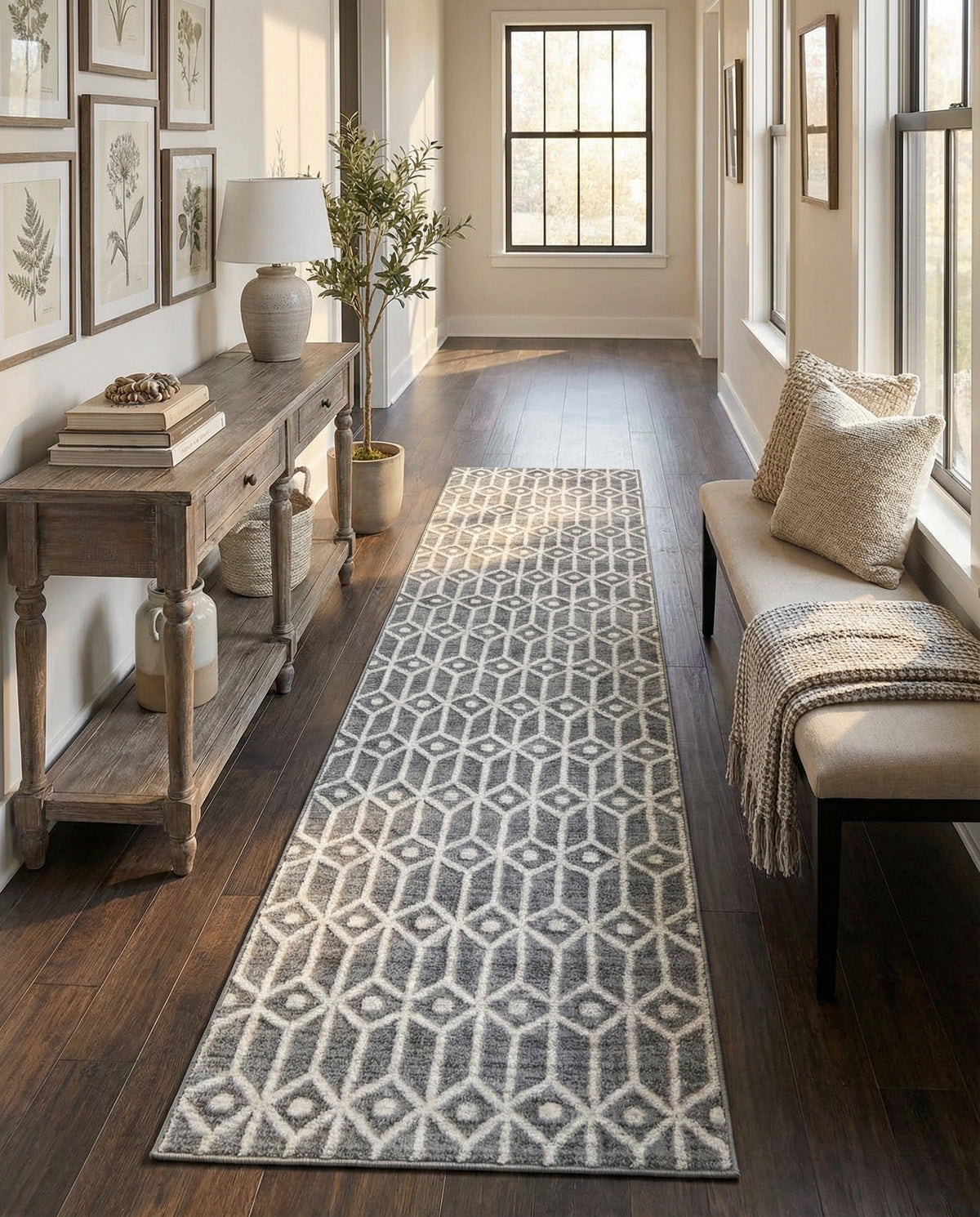 Garden Maze Retreat Collection Area Rug -  Mazeview Runner Gray  lifestyle 132