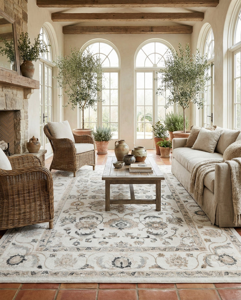 Adriana Terrace Collection Area Rug -  Positano (Ivory) Rectangle Ivory  lifestyle 11