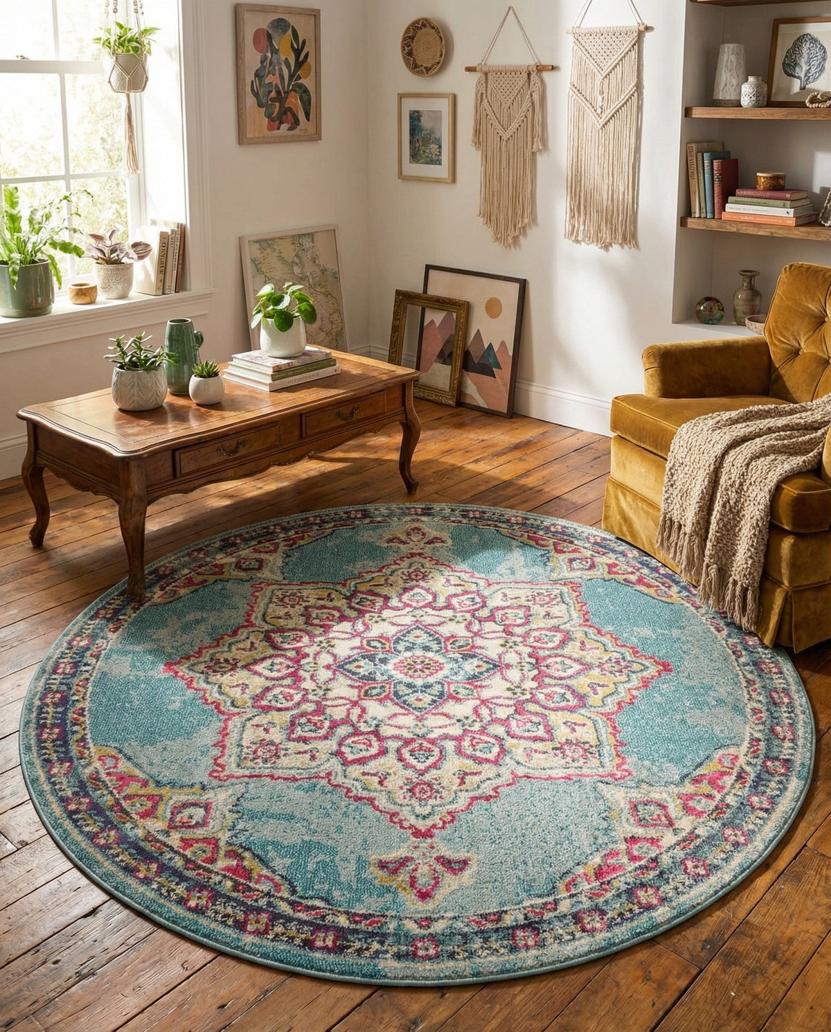 Chateau Elegance Collection Area Rug -  Riviera Round Light Blue  lifestyle 119