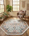 Seville Stripes Collection Area Rug -  Malaga (Ivory) Octagon Ivory  lifestyle 33