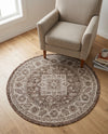 Tribal Terrace Treasures Collection Area Rug -  Incan Isle (Brown) Round Brown  lifestyle 43