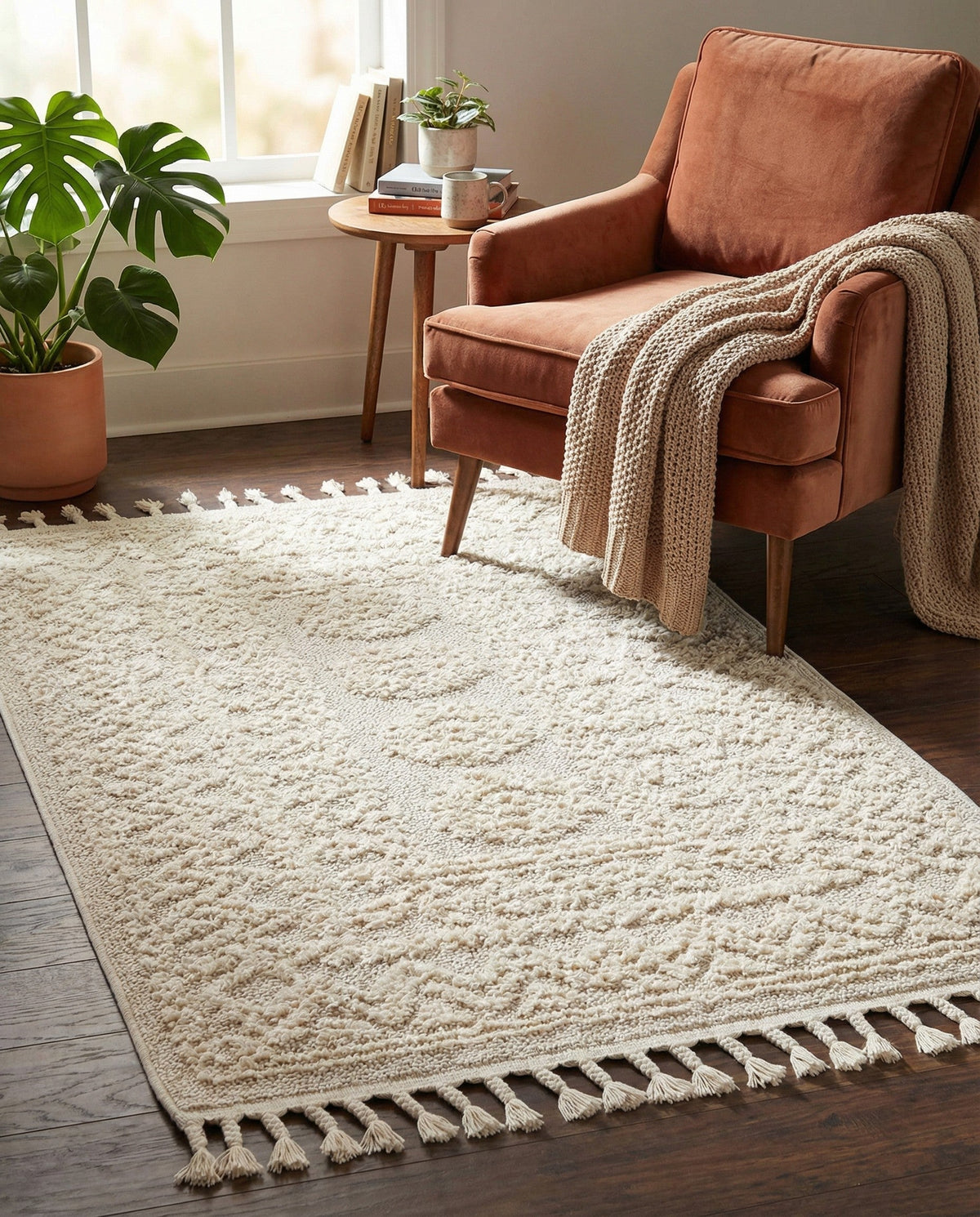 Sahara Chic Collection Area Rug -  Tangier Rectangle Ivory  lifestyle 33