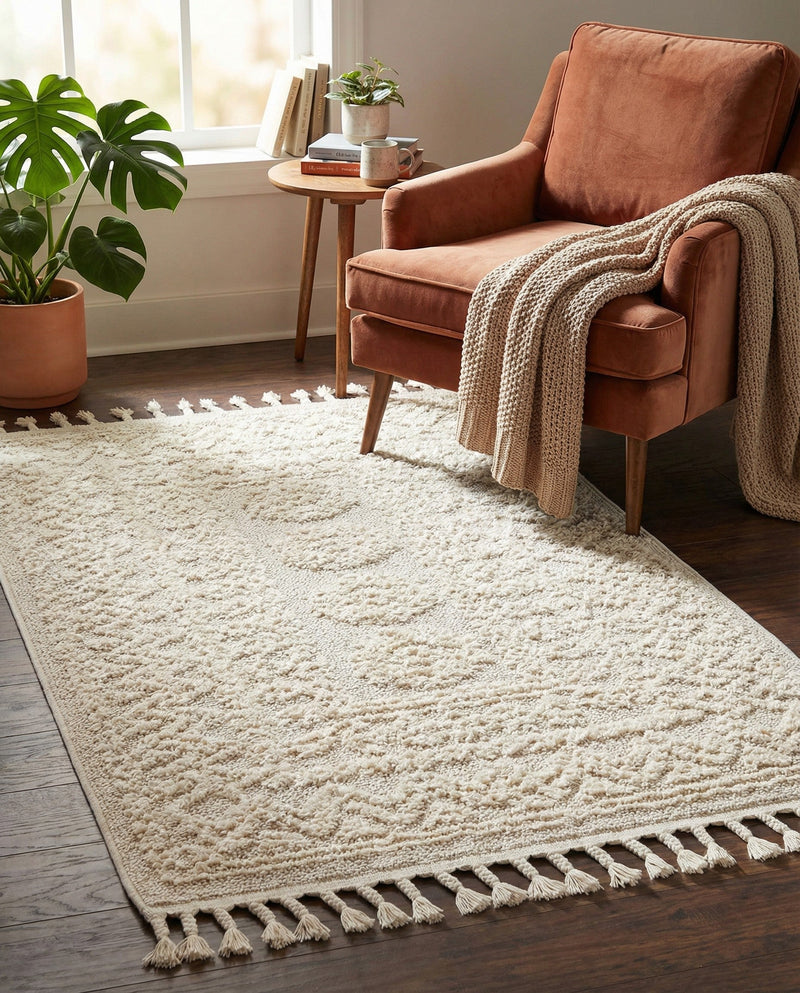 Sahara Chic Collection Area Rug -  Tangier Rectangle Ivory  lifestyle 33