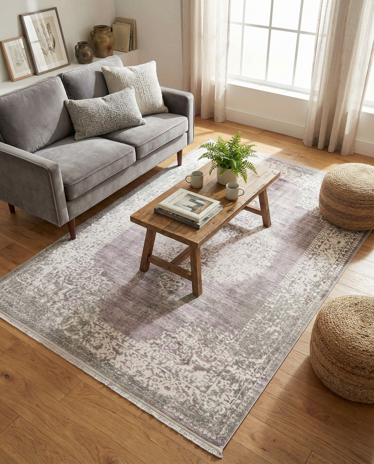 Rustic Charm Revival Collection Area Rug -  Meadowland Rectangle Purple  lifestyle 45