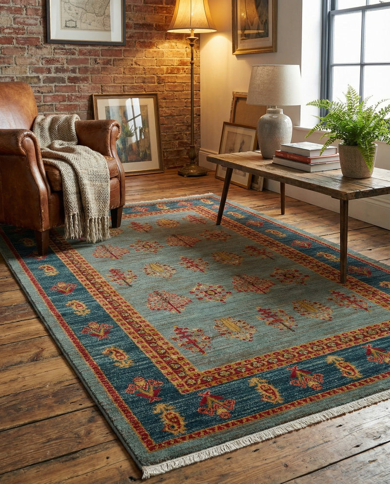 Zagros Oasis Collection Area Rug -  Dalahu Rectangle Light Blue  lifestyle 4