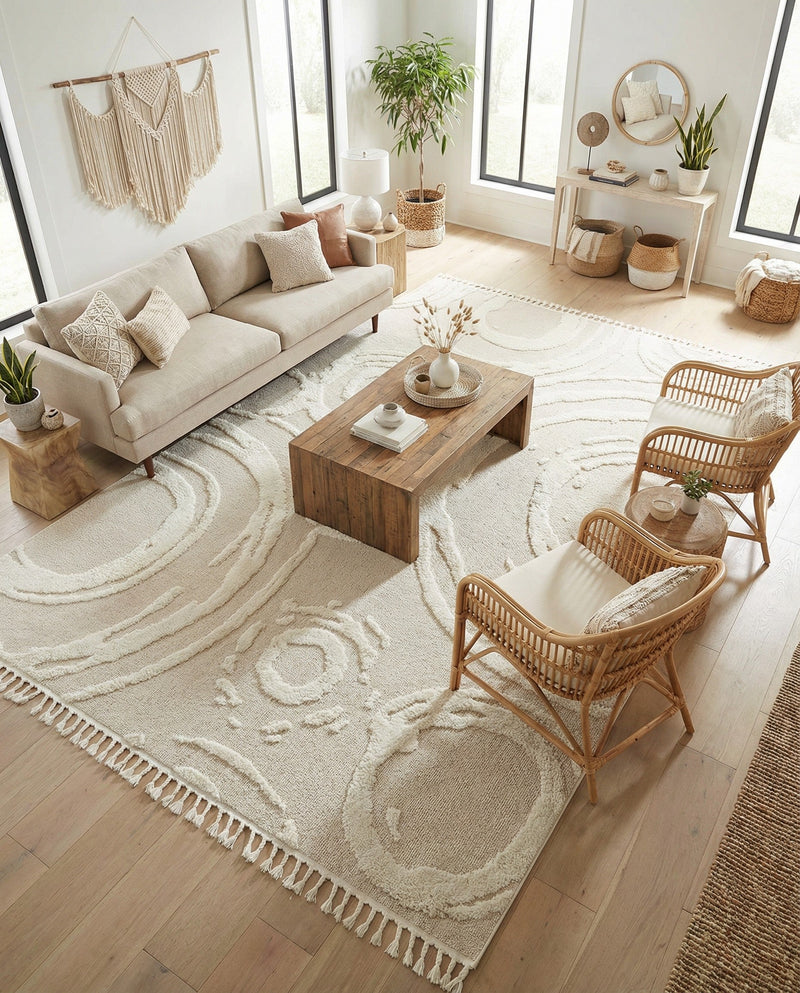 Sahara Chic Collection Area Rug -  Nubia Rectangle Ivory  lifestyle 12