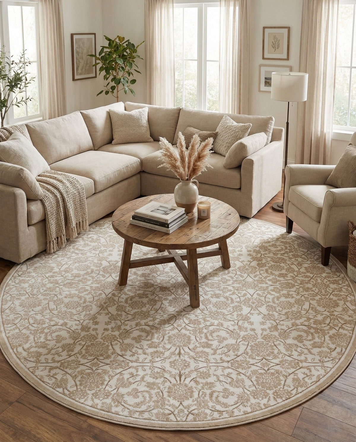 Andes Summit Collection Area Rug -  Chimborazo Round Snow White  lifestyle 133