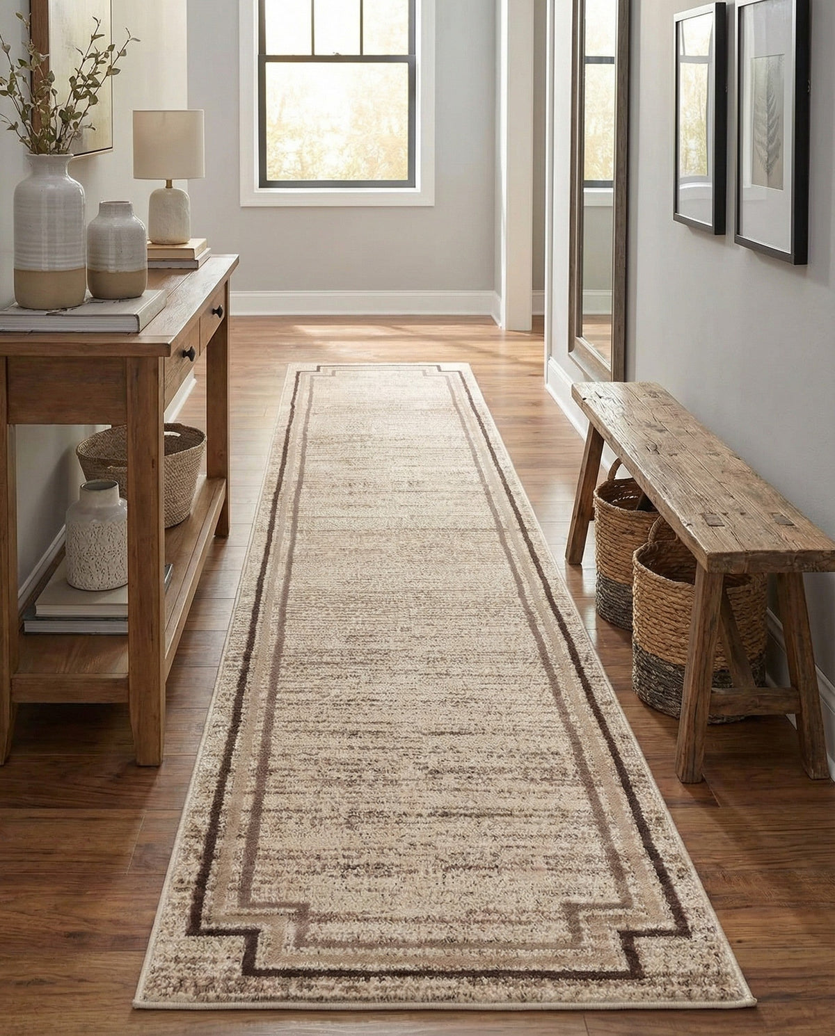 Serenity Sands Collection Area Rug -  Hushhaven Runner Brown  lifestyle 87