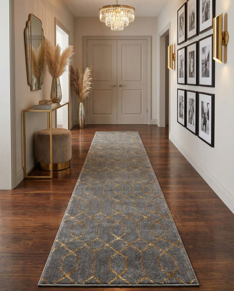Hollywood Luxe Collection Area Rug - Sunset (Gray Gold) Runner Gray Gold  lifestyle 43