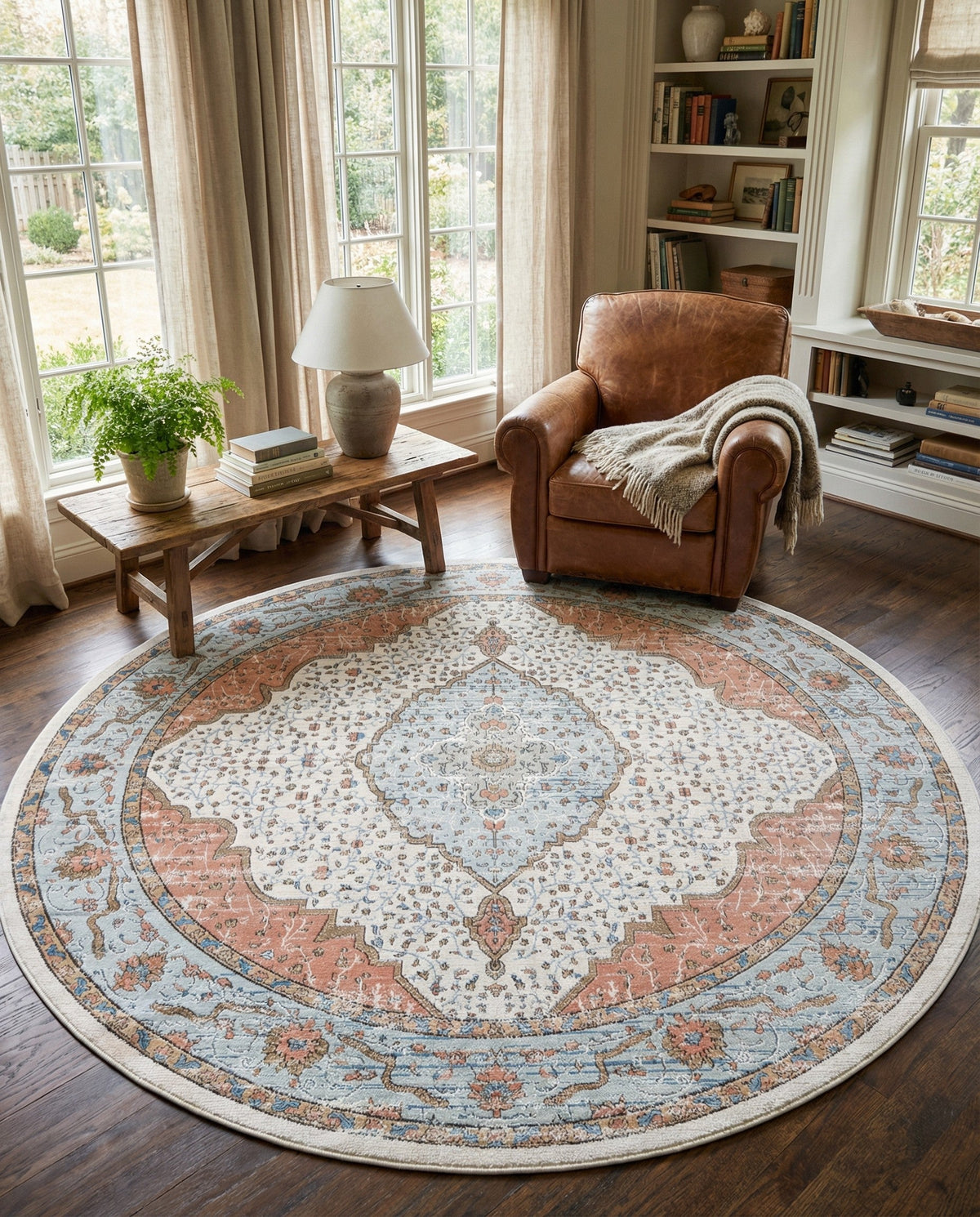 Mykonos Manor Collection Area Rug - Delos Round Ivory  lifestyle 161