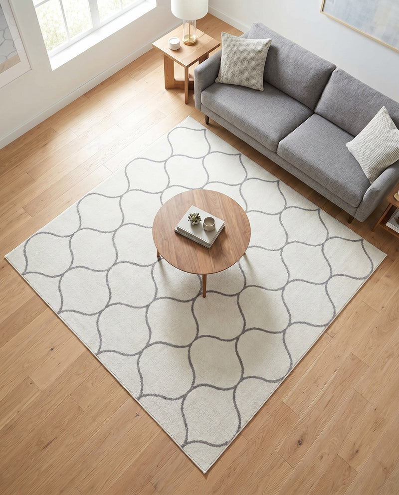 Trellis Mosaic Collection Area Rug -  Pergolatown (Ivory) Square Ivory  lifestyle 59