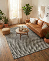 Osian Looms Collection Area Rug - Mumbai Rectangle Black and White  lifestyle 44