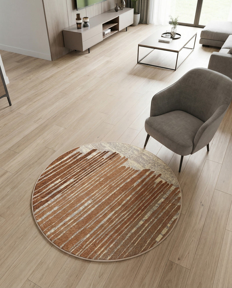 Urban Terrace Collection Area Rug -  Balcony Round Beige Brown  lifestyle 57