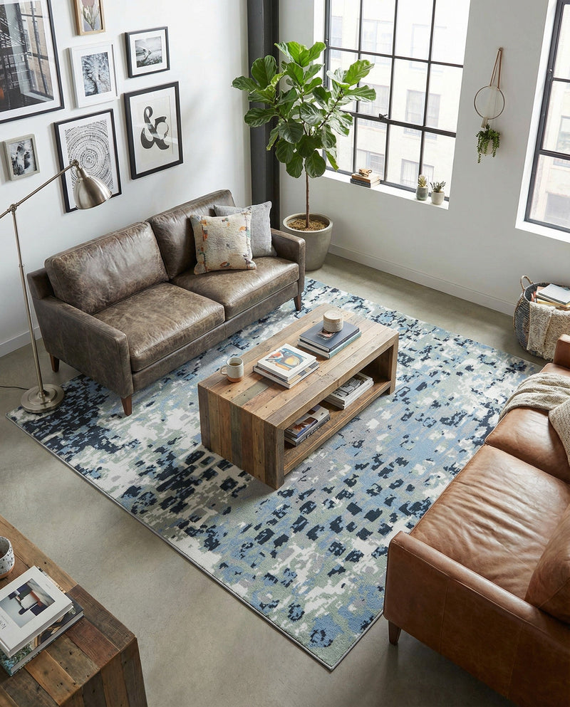 Aegean Elegance Washables Collection Area Rug -  Andros Rectangle Gray Navy Green  lifestyle 8