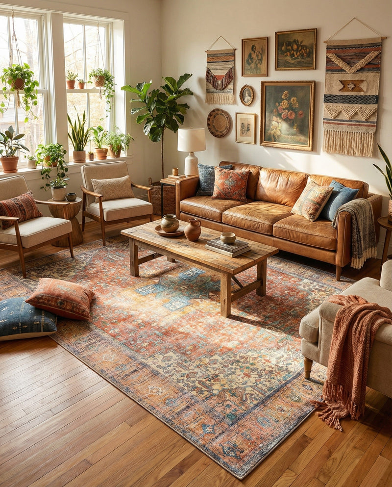 Heritage Elegance Collection Area Rug -  Windsor (Rust Red) Rectangle Rust Red  lifestyle 15