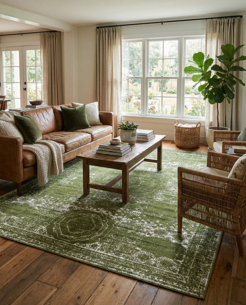 Dover Terrace Collection Area Rug -  Lagoon (Green) Rectangle Green  lifestyle 14