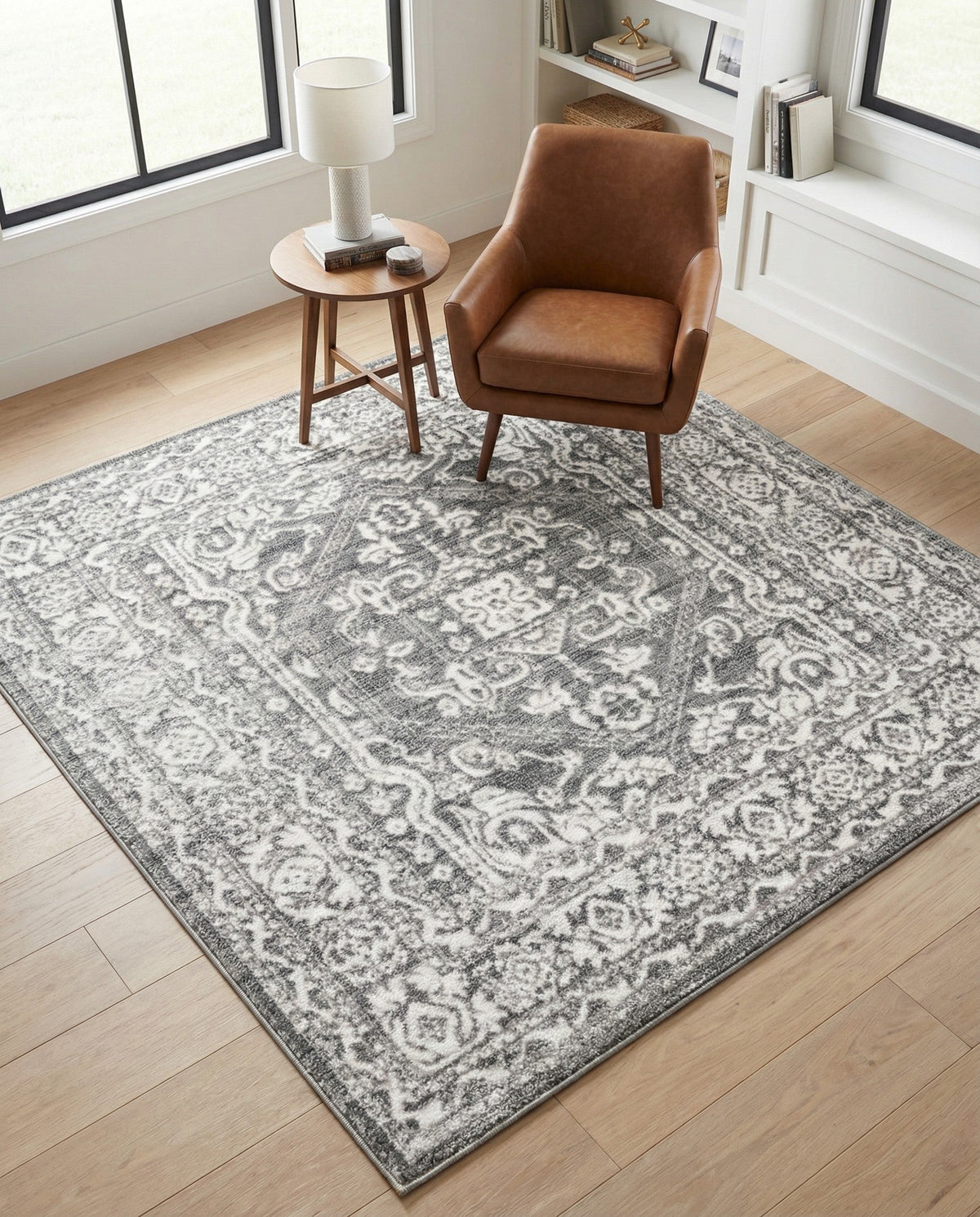 Charleston Elegance Collection Area Rug - Harborview Square Gray  lifestyle 182