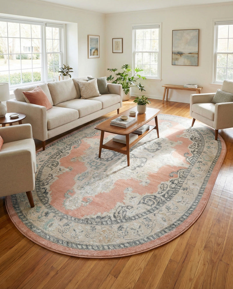 Beverly Grove Collection Area Rug -  Fairfax (Rose) Oval Rose  lifestyle 78