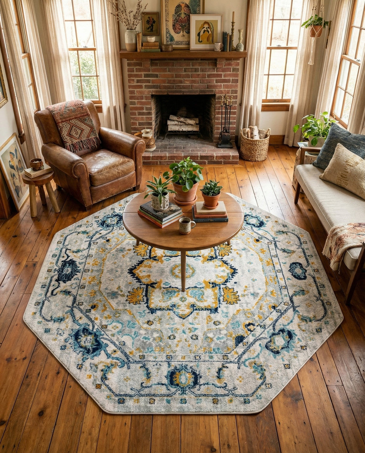 Parisian Elegance Collection Area Rug - Versailles (Gray) Octagon Gray  lifestyle 98
