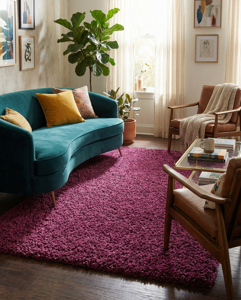 Plush Oasis Collection Area Rug - Serenity (Eggplant Purple) Rectangle Eggplant Purple  lifestyle 19