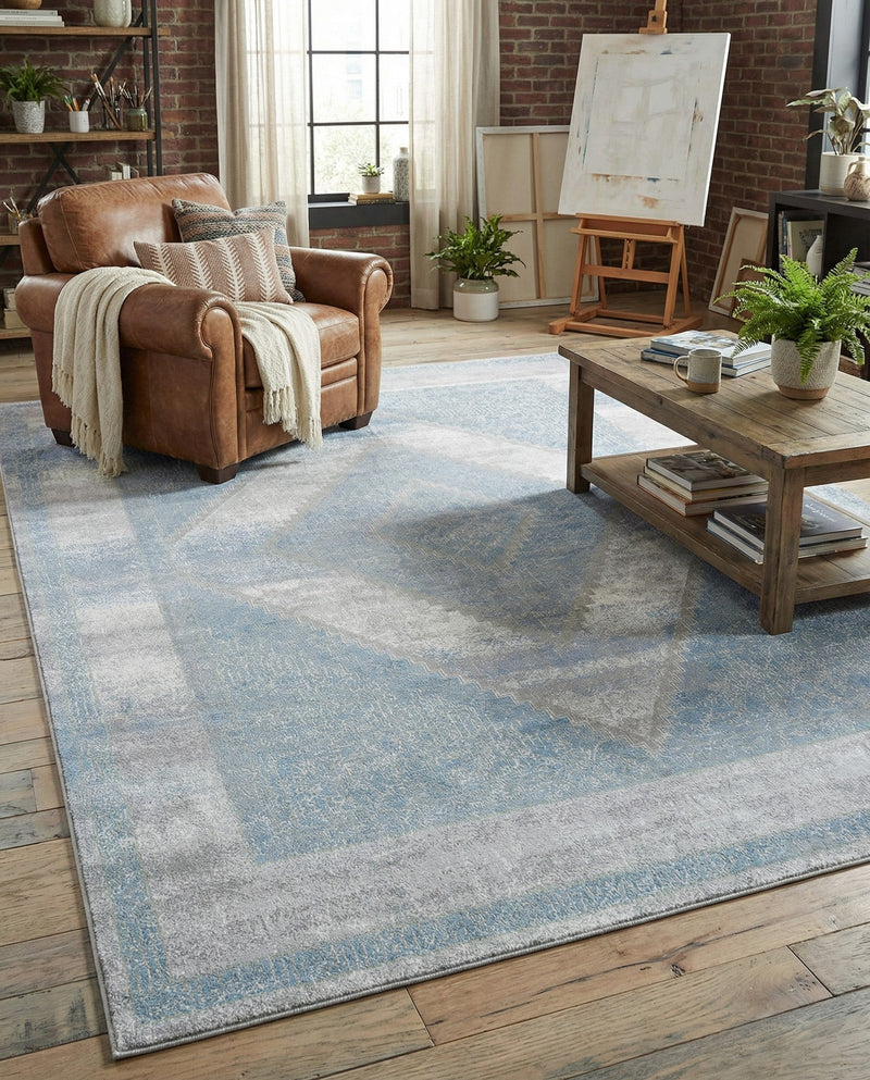 Aegean Elegance Washables Collection Area Rug -  Delos Rectangle Gray Green  lifestyle 53